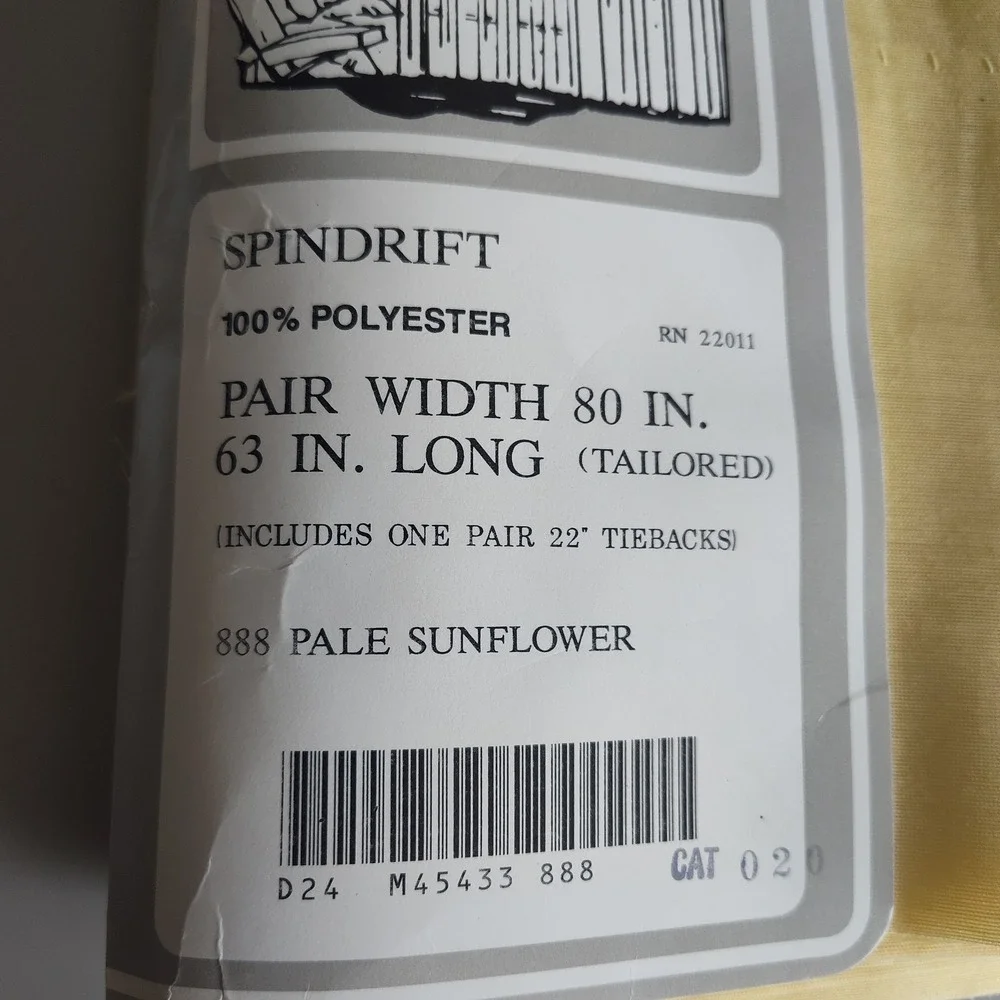Sears Window Fashions Spindrift Pale Sunflower Vintage Pair Curtains Semi Sheer